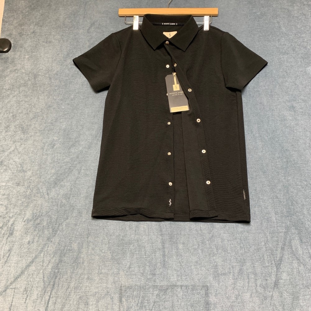 Scott James Shirt Mens Black Small Short Sleeve Snap Button Summer Collared